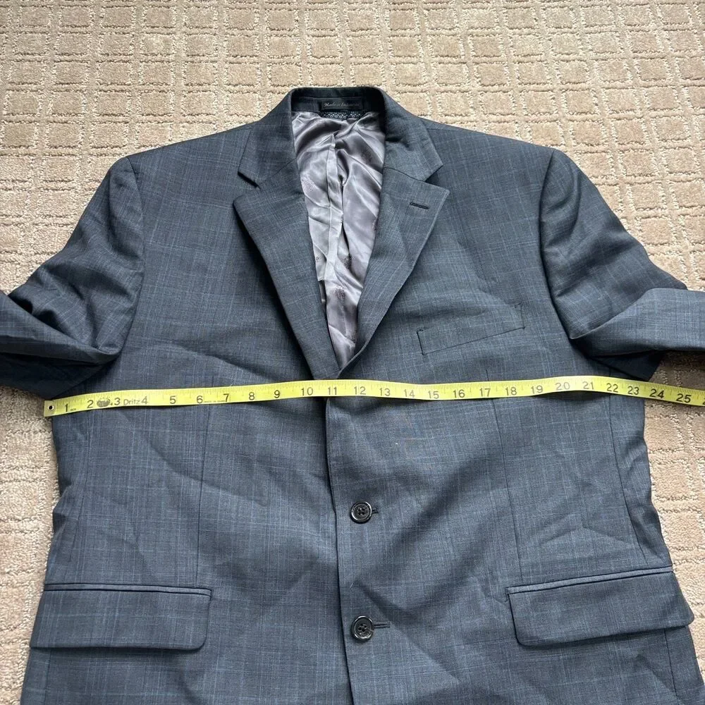Ralph Lauren Wool Blazer Mens 44S Gray Plaid Formal Career Preppy Office Wedding